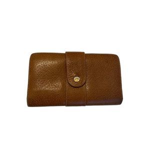 Antique Gucci long wallet brown leather with gold kiss lock coin pouch Authentic